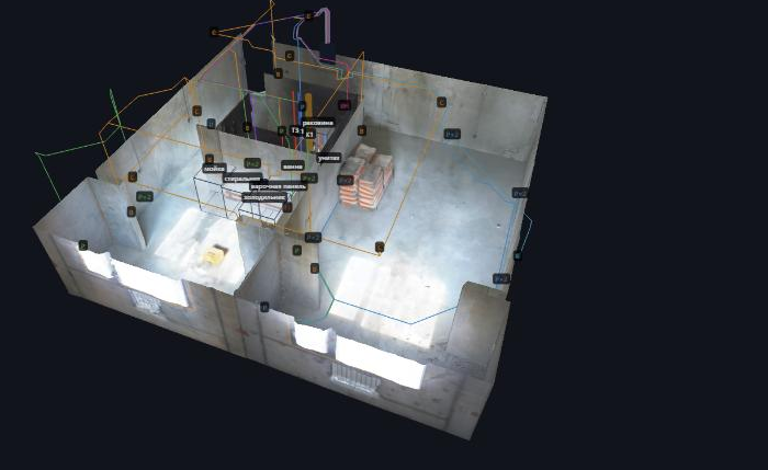 3D-модель квартиры со слоями инженерных систем